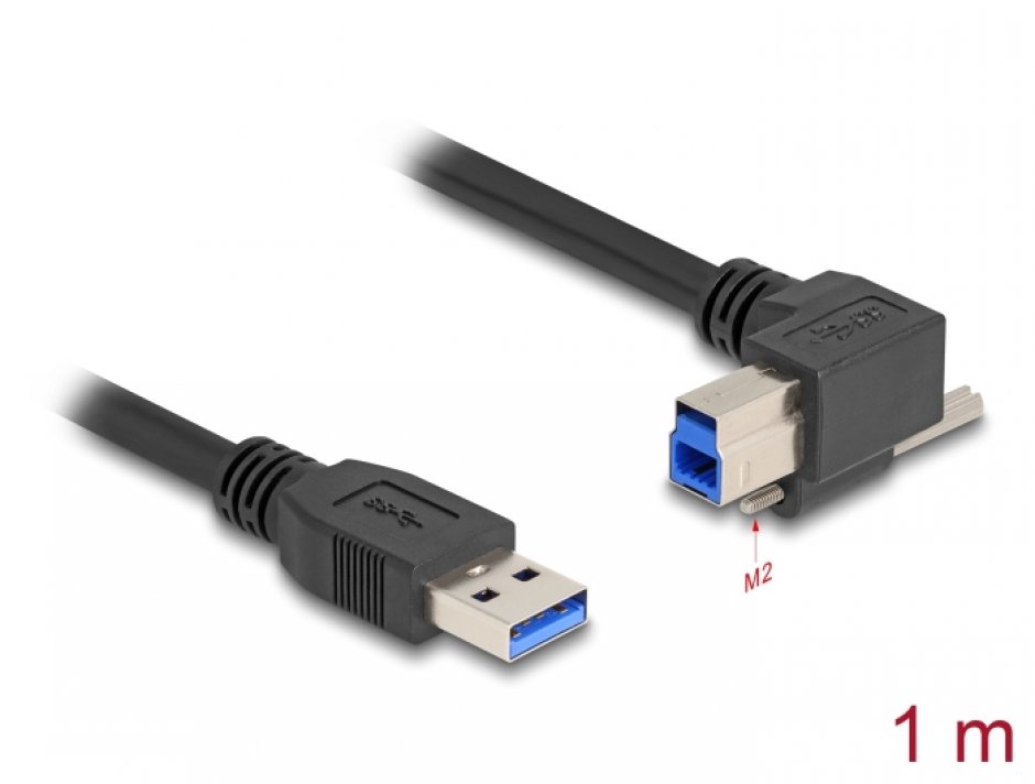 Imagine Cablu USB 3.2-A la USB-B unghi T-T 1m, Delock 80484