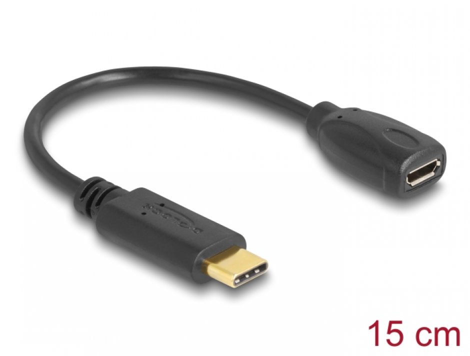 Imagine Adaptor USB tip C la micro-B 2.0 15cm T-M, Delock 65578 