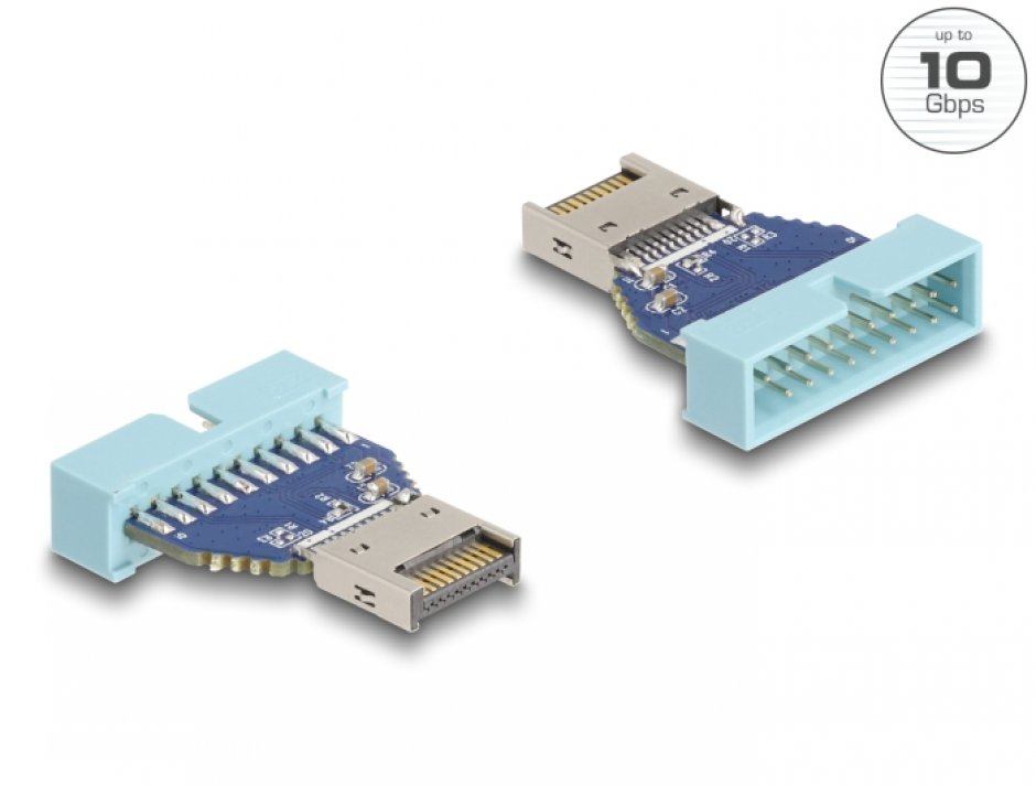 Imagine Adaptor pin header 19 pini USB 3.0 la USB Type E Key A T-T, Delock 67130