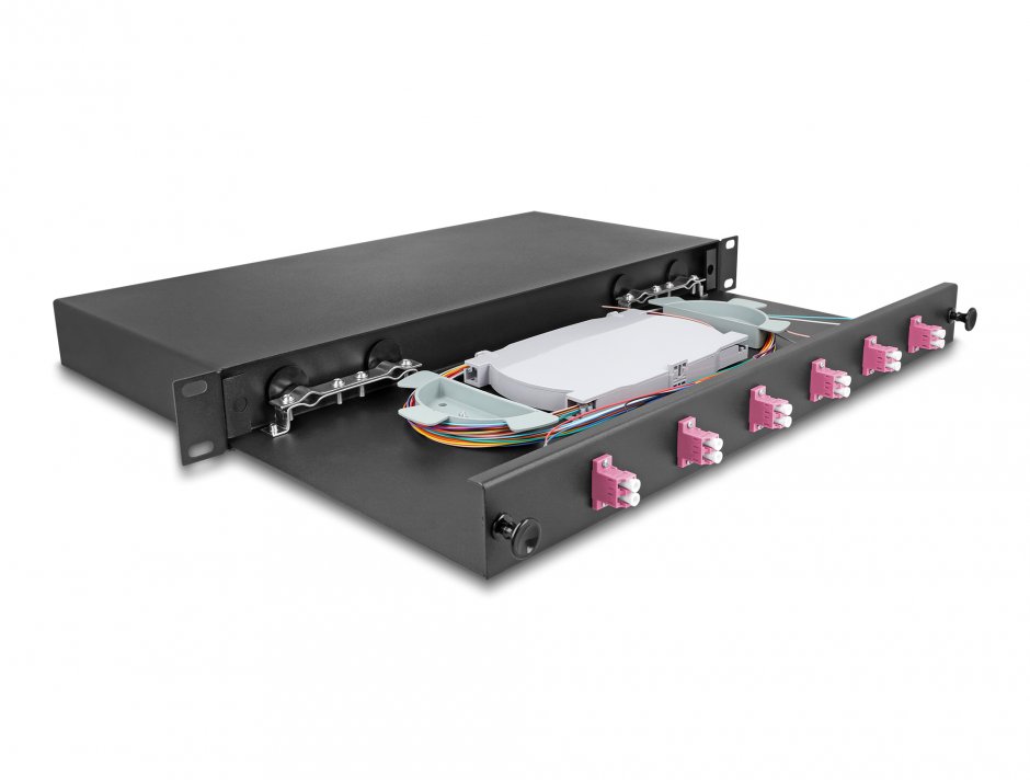 Imagine Patch panel 19" fibra optica 6 x LC Duplex OM4 1U, Delock 66999