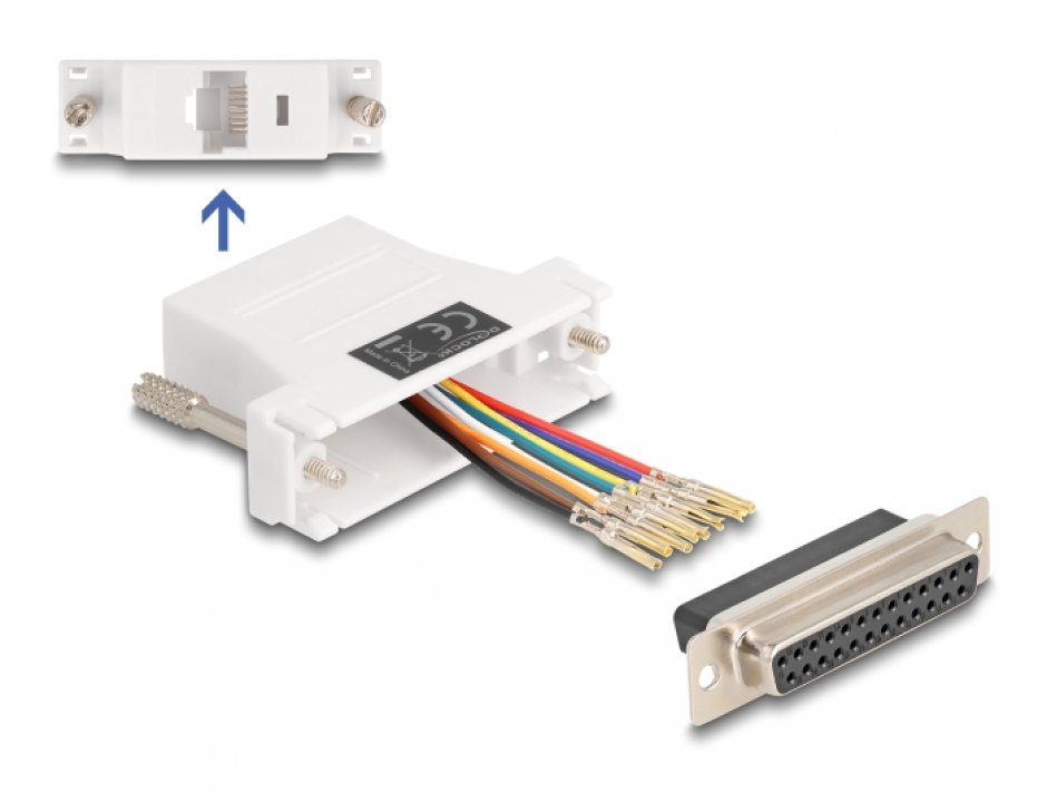 Imagine Adaptor Assembly Kit D-Sub 25 pini la RJ45 M-M Alb, Delock 67117