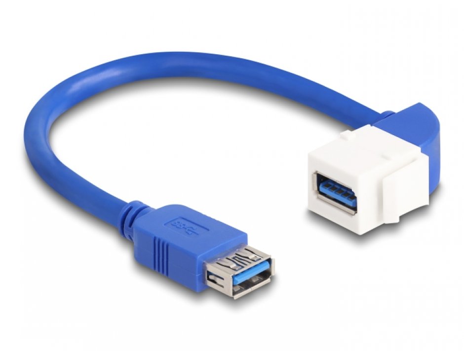 Imagine Modul keystone USB 3.2-A la USB-A unghi 90 grade M-M 0.2m, Delock 86964