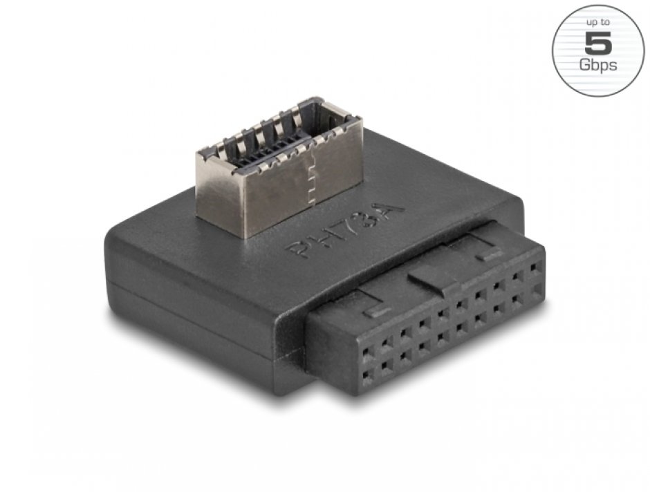 Imagine Adaptor USB 3.2 pin header la USB Type E Key A unghi 90 grade M-M, Delock 67241