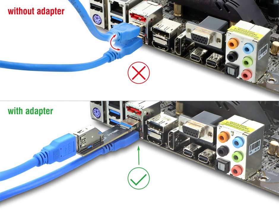 Imagine Extensie USB 10Gbps T-M unghi 90 grade sus, Delock  67421