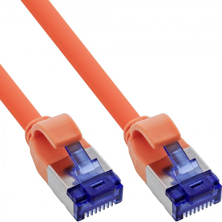 Imagine Cablu de retea slim Cat.6A S/FTP LSOH Orange 0.3m, InLine IL74933O