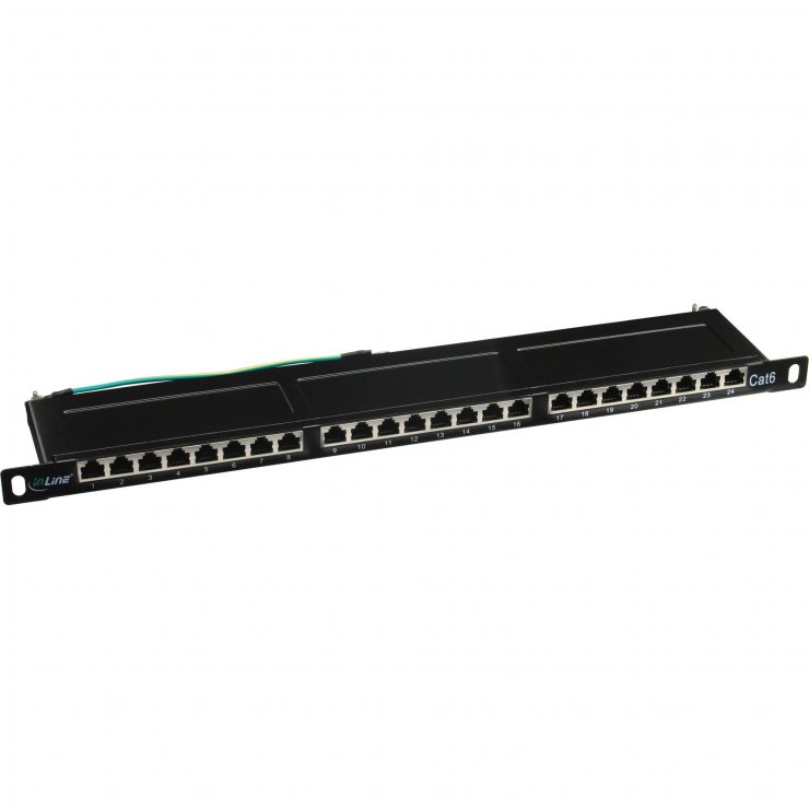 Imagine Patch panel ecranat Cat.6 24 porturi 19" 0.5U, InLine IL76224B