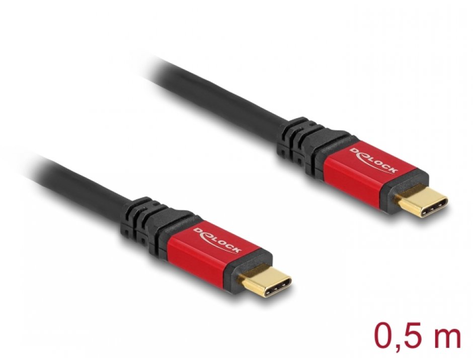 Imagine Cablu USB 3.2 type C PD 3.0 20Gb/100W E-Marker T-T 0.5m, Delock 80651