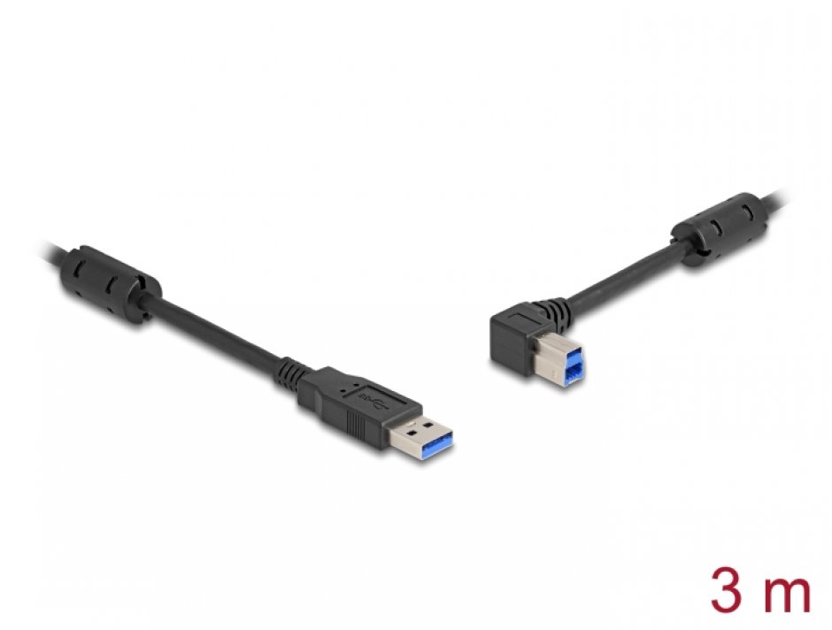 Imagine Cablu USB 3.0-A la USB-B drept/unghi stanga 3m, Delock 81102