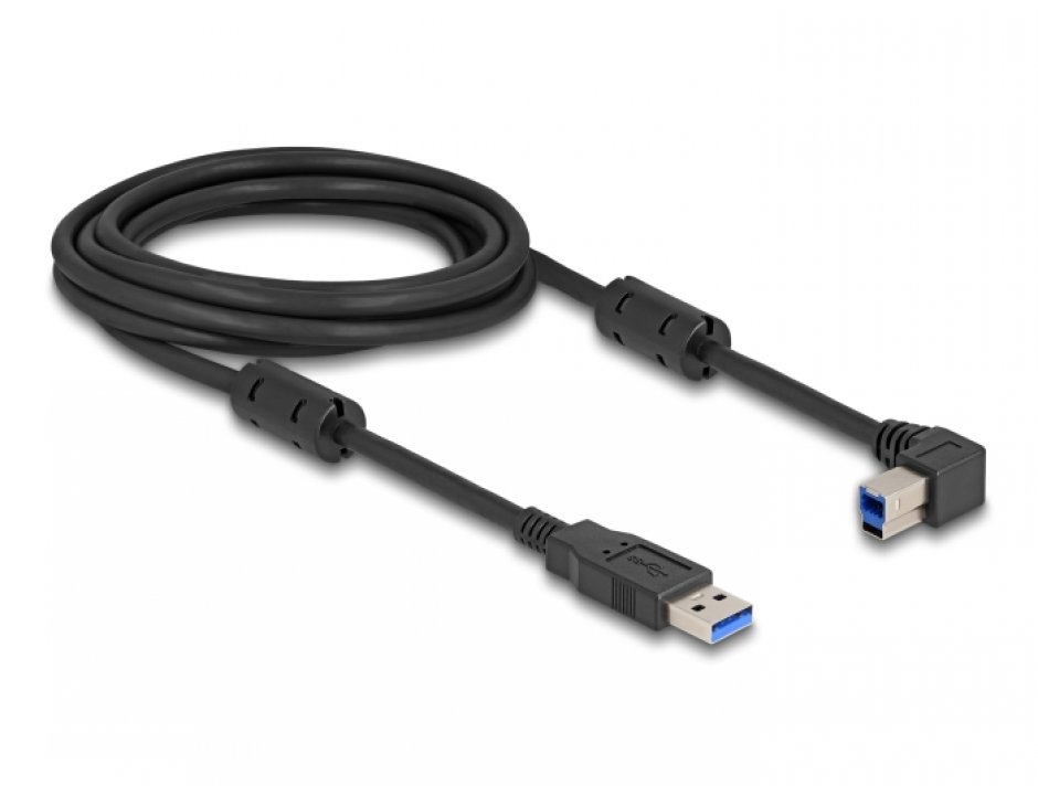 Imagine Cablu USB 3.0-A la USB-B drept/unghi stanga 3m, Delock 81102
