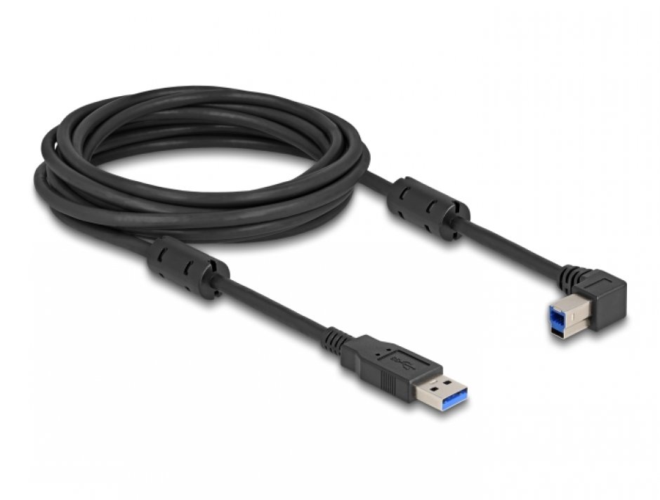Imagine Cablu USB 3.0-A la USB-B drept/unghi stanga 5m, Delock 81103