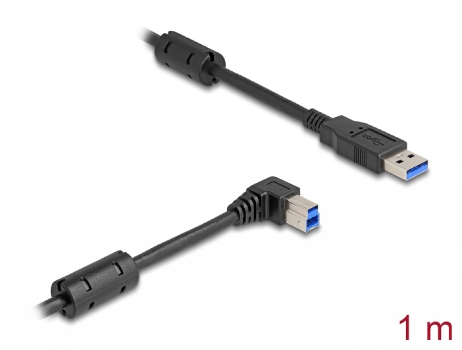 Imagine Cablu USB 3.0-A la USB-B drept/unghi dreapta 1m, Delock 81108