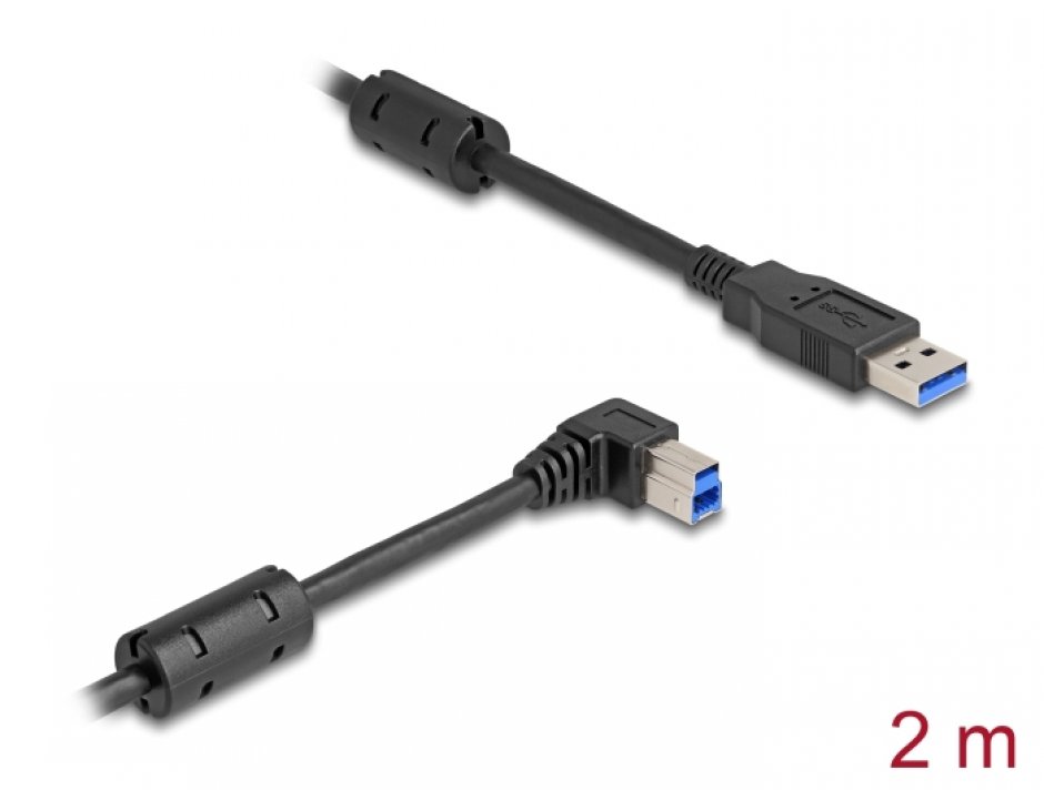 Imagine Cablu USB 3.0-A la USB-B drept/unghi dreapta 2m, Delock 81109