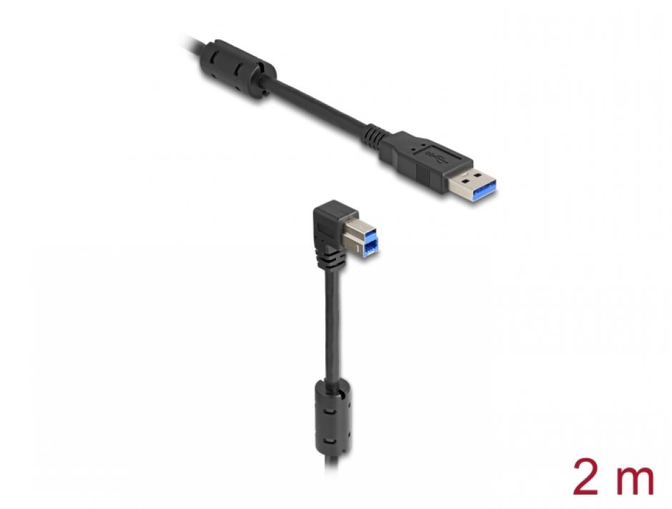 Imagine Cablu USB 3.0-A la USB-B drept/unghi jos 2m, Delock 81113