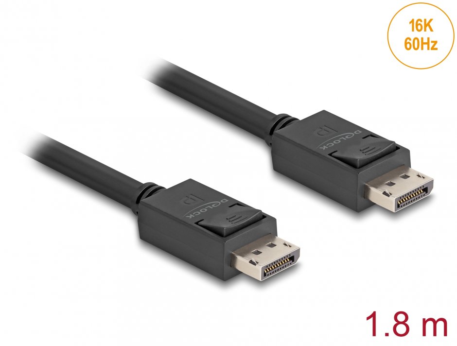 Imagine Cablu Displayport 16K60Hz/8K120Hz/4K240Hz 80Gbps 1.8m, Delock 81175