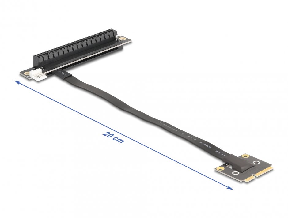 Imagine Adaptor Mini PCIe la PCIe 3.0 x16 unghi 90 grade + cablu 20cm, Delock 81294