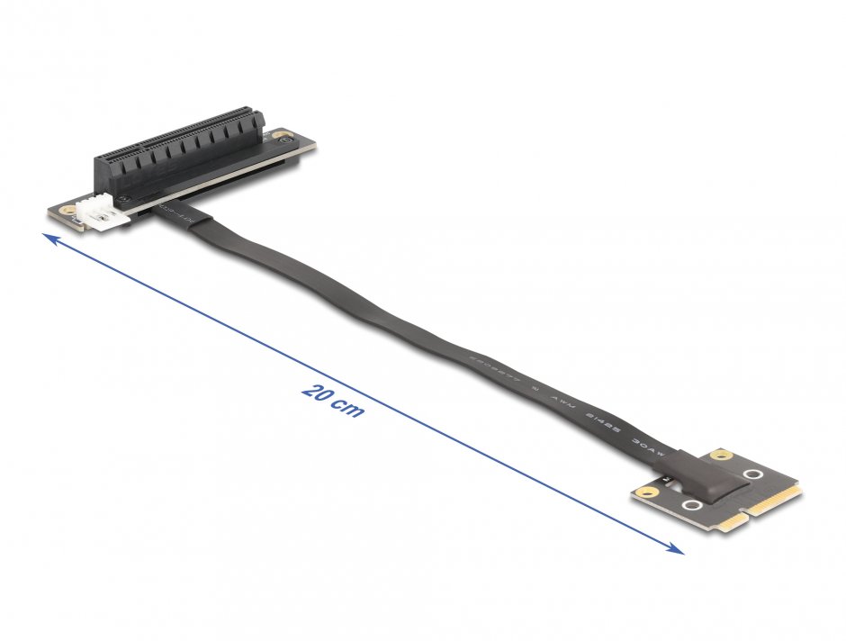 Imagine Adaptor Mini PCIe la PCIe 3.0 x8 unghi 90 grade + cablu 20cm, Delock 81295