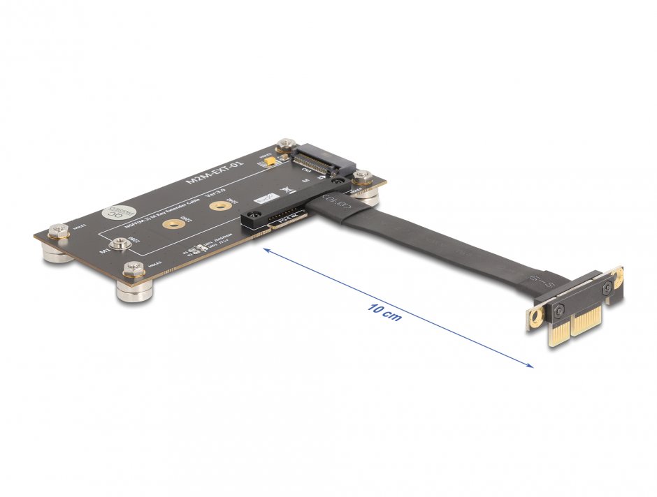 Imagine Adaptor PCIe 3.0 x1 unghi 90 grade la M.2 Key M + cablu 10cm, Delock 81503