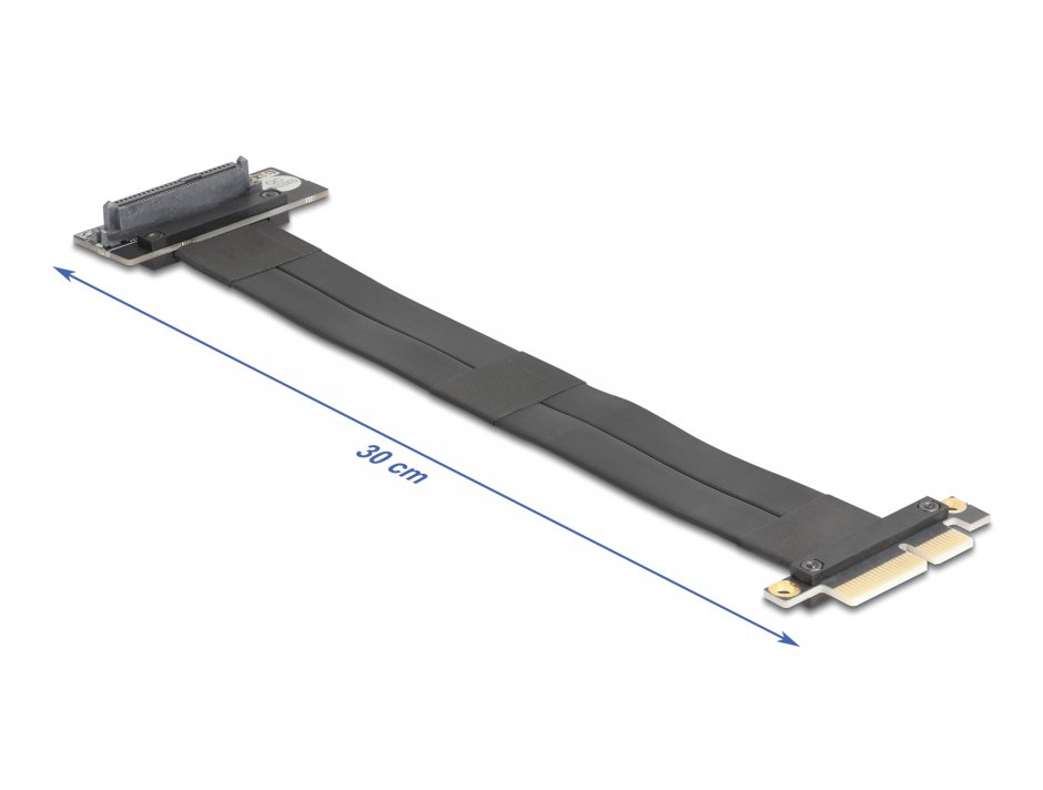 Imagine Riser Card PCI Express 3.0 x4 la U.2 SFF-8639 SSD unghi 90 grade + cablu 30cm, Delock 81506