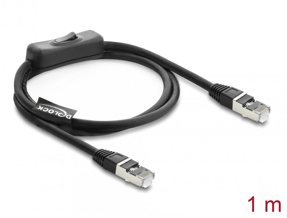 Imagine Cablu de retea RJ45 Cat.6 F/UTP 1m cu switch, Delock 81562