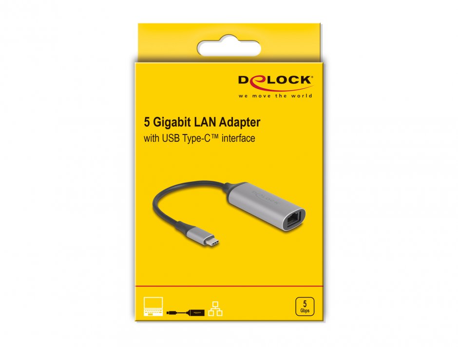 Imagine Adaptor USB Type C la 5 Gigabit LAN, Delock 81570