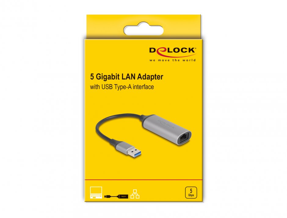 Imagine Adaptor USB-A la 5 Gigabit LAN, Delock 81571