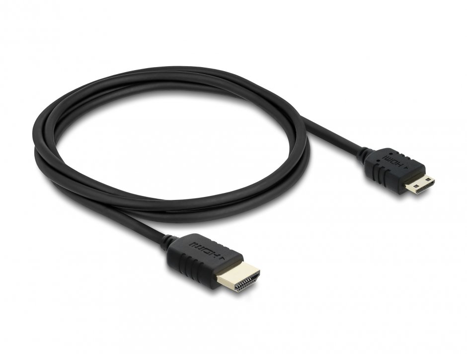 Imagine Cablu Coaxial High Speed HDMI la mini-C HDMI 8K60Hz/4K240Hz 1m Negru, Delock 81684