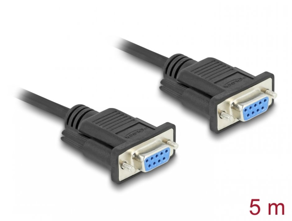 Imagine Cablu serial RS-232 DB9 M-M 5m Negru, Delock 86826