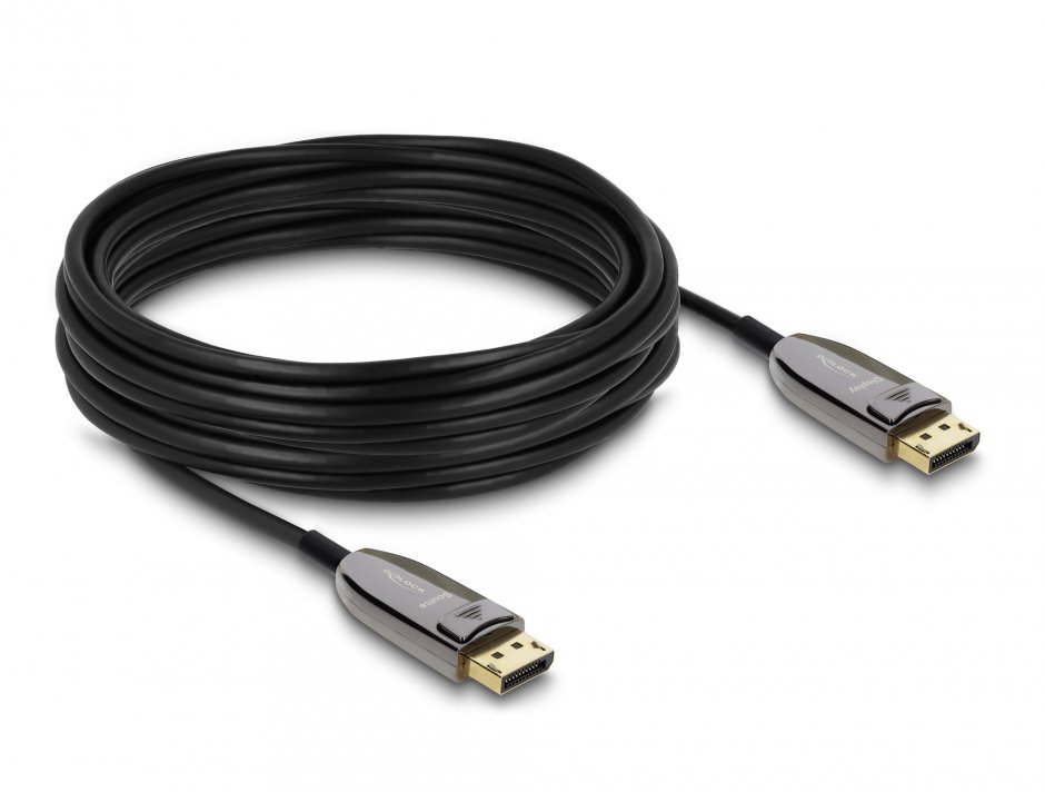 Imagine Cablu activ optic DisplayPort 8K60Hz/4K240Hz 40Gbps cu HDR T-T 10m, Delock 87107
