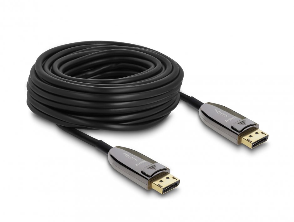 Imagine Cablu activ optic DisplayPort 8K60Hz/4K240Hz 40Gbps cu HDR T-T 15m, Delock 87108