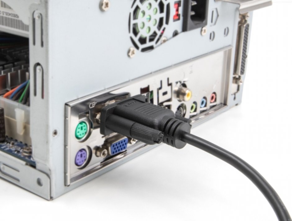 Imagine Cablu prelungitor serial RS-232 DB9 T-M 0.5m Negru, Delock 87819