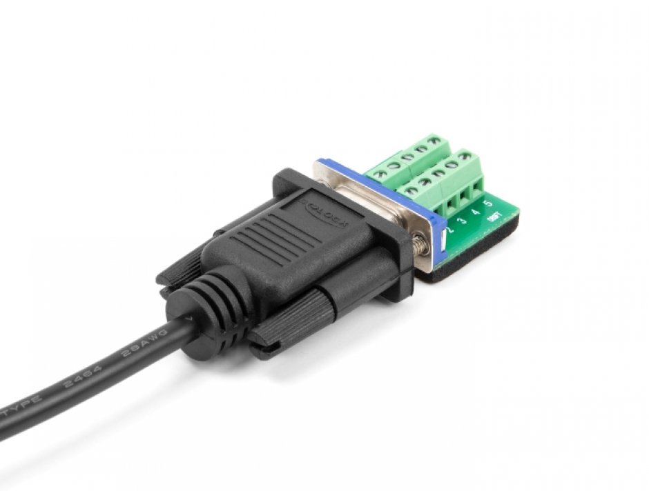 Imagine Cablu serial RS-232 DB9 T-T 2m Negru, Delock 88218