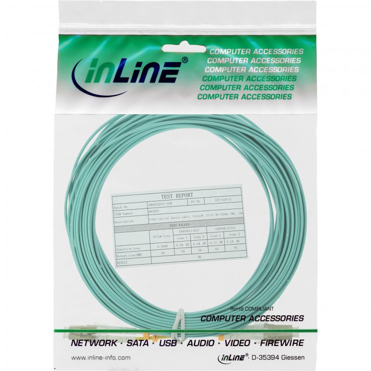 Imagine Cablu fibra optica LC- LC Duplex Multimode OM3 LSOH 20m, InLine IL88523O