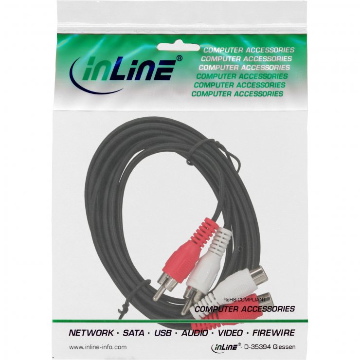 Imagine Cablu prelungitor audio 2 x RCA la 2 x RCA T-M 20m, InLine IL89934L
