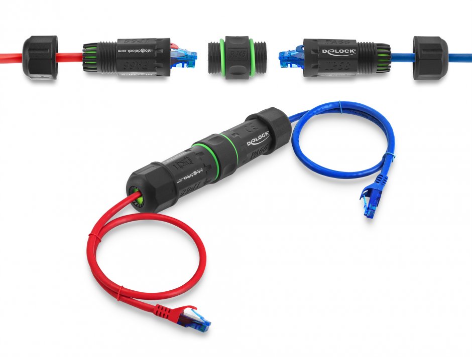 Imagine Cupla de retea RJ45 Cat.6 exterior IP68 waterproof, Delock 90098