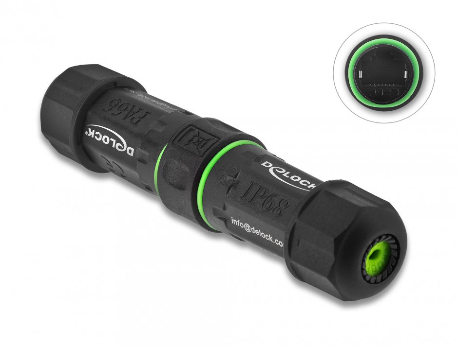 Imagine Cupla de retea RJ45 Cat.6 exterior IP68 waterproof, Delock 90098