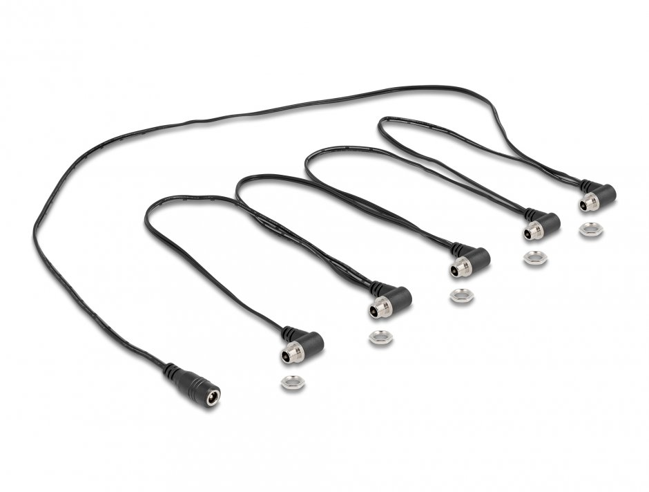 Imagine Splitter cablu DC 5.5x2.1mm la 5 x 5.5x2.1 mm M-M, Delock 90122