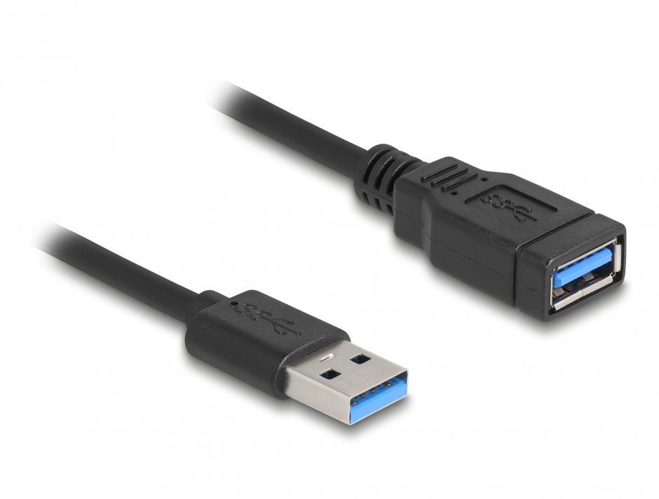 Imagine Cablu prelungitor spiralat USB 3.2 T-M max 0.6m Negru, Delock 90367