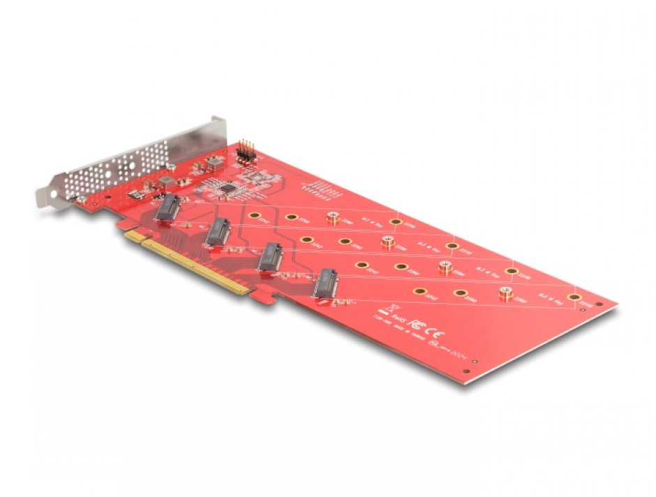 Imagine PCI Express x16 la 4 x NVMe M.2 - Bifurcation, Delock 90617