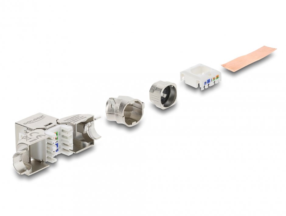 Imagine Keystone RJ45 la LSA Cat.6A tool-free unghi 45 grade ecranat, Delock 90798