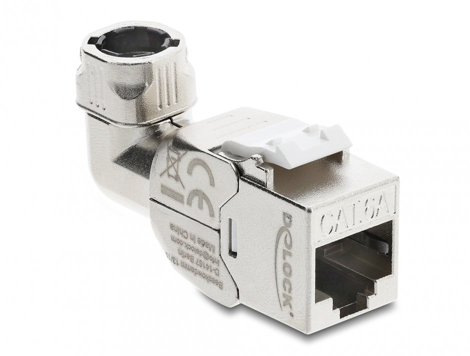 Imagine Keystone RJ45 la LSA Cat.6A tool-free unghi 90 grade ecranat, Delock 90800