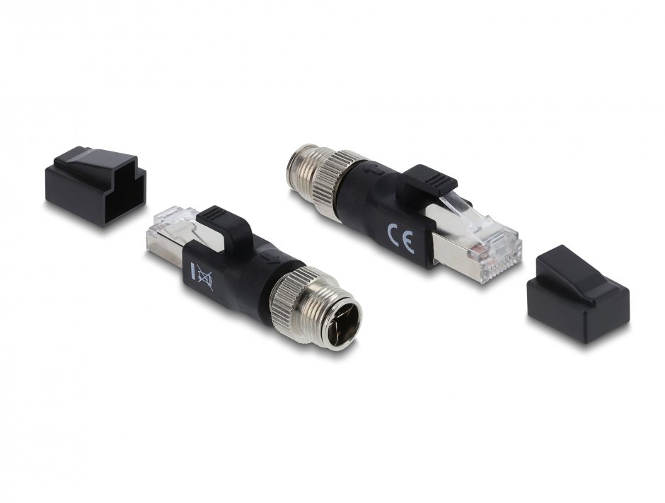 Imagine Adaptor M12 X-coded 8 pini la RJ45 T-T, Delock 90833