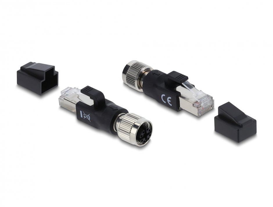 Imagine Adaptor M12 X-coded 8 pini la RJ45 M-T, Delock 90834