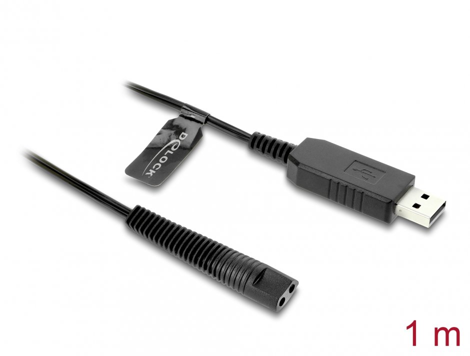 Imagine Cablu de alimentare USB 12V pentru aparate de ras electrice Braun seriile 1/3/5/7/9 1m, Delock 90980