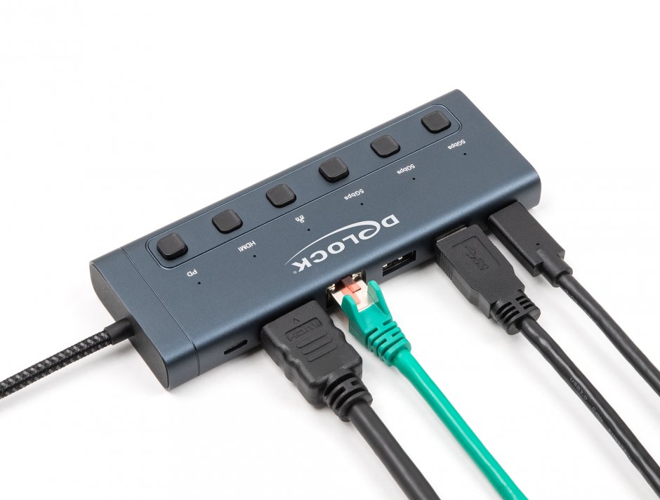 Imagine Docking Station USB type C la HDMI 4K60Hz / 2 x USB-A / 1 x USB-C / Gigabit LAN / PD 3.0 90W, Delock 92000