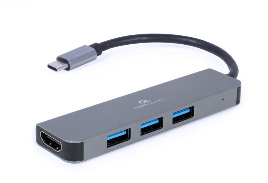 Imagine Docking station USB type C la HDMI + 3 x USB-A, Gembird A-CM-COMBO2-01