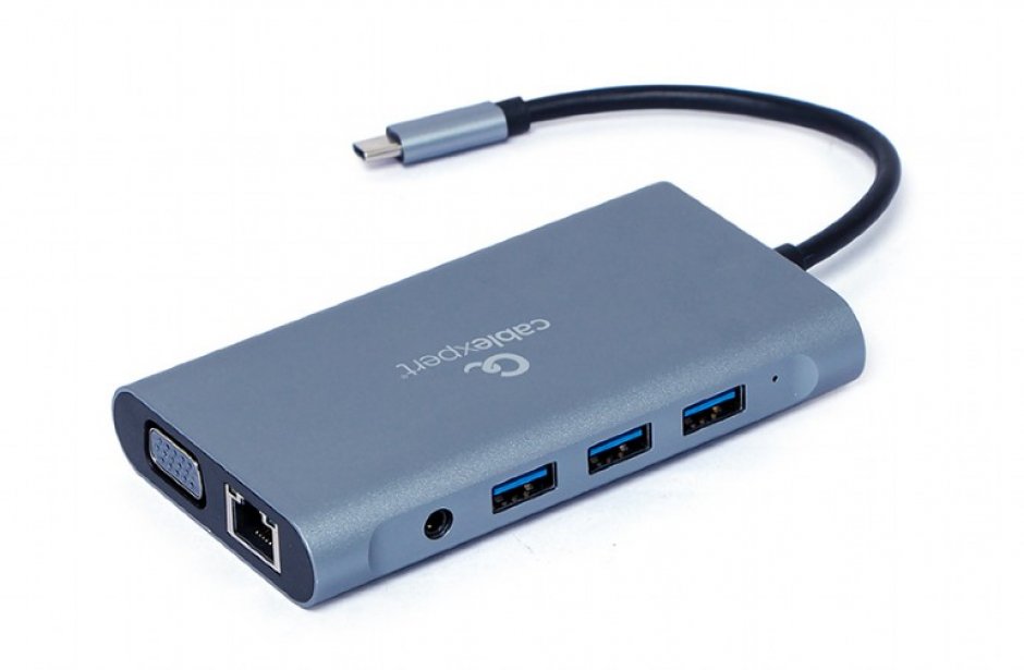 Imagine Docking station USB type C la HDMI 4K30Hz/VGA/USB-A PD 100W, Gembird A-CM-COMBO7-01