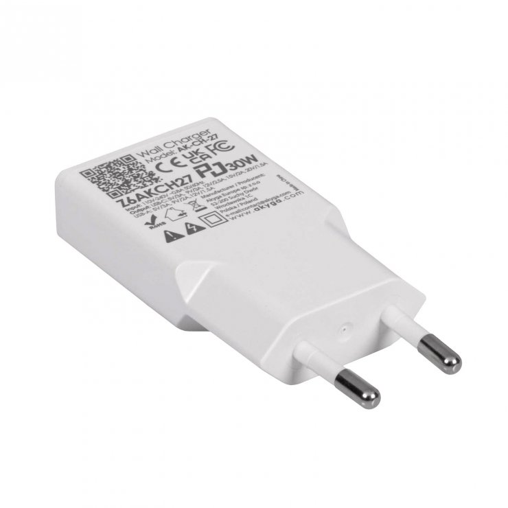 Imagine Incarcator priza USB-A + USB type C PD GaN 30W, Akyga AK-CH-27