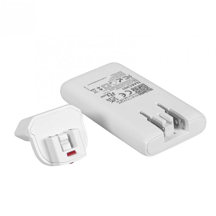 Imagine Incarcator priza flat USB-A + USB type C PD GaN 65W, Akyga AK-CH-31