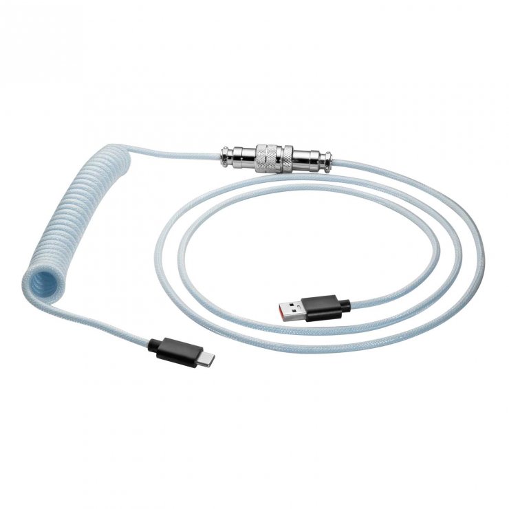 Imagine Cablu spiralat USB-A la USB type C GX16 T-T tip Aviator 3m Alb, Akyga AK-USB-48