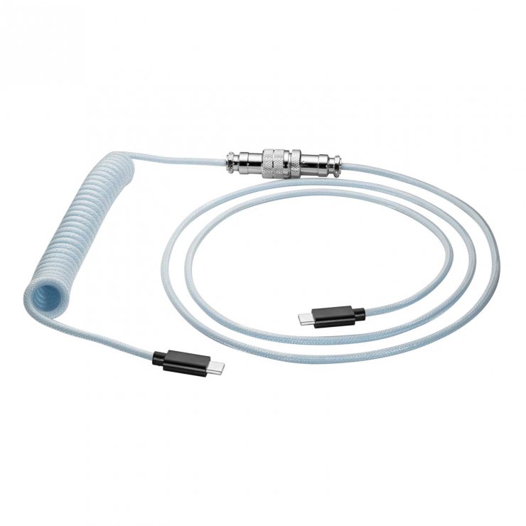 Imagine Cablu spiralat USB type C GX16 T-T tip Aviator 3m Alb, Akyga AK-USB-49